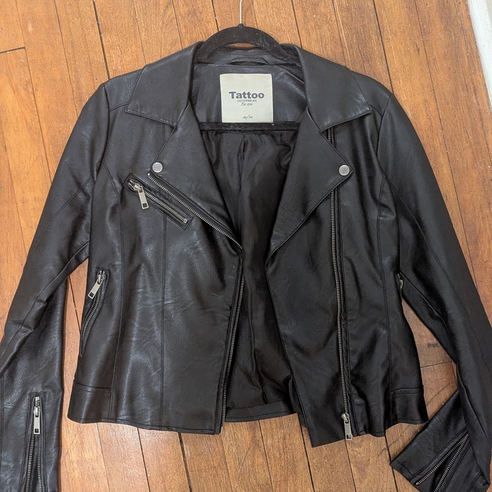 Tattoo Black Leather Jacket